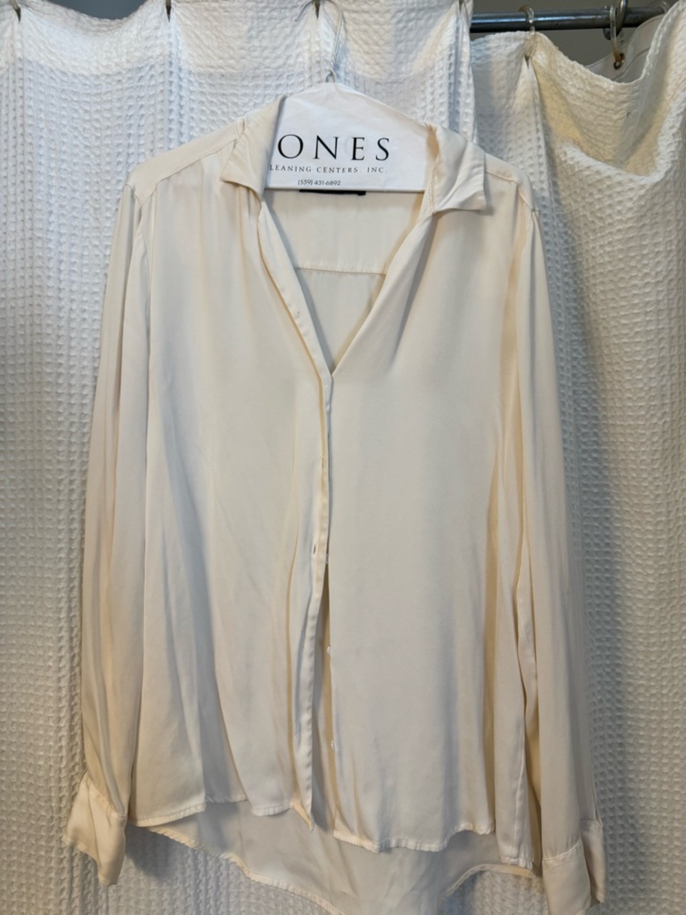 Silk Cream Button Down Blouse